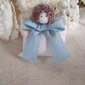 Bomboniere Battesimo bimba e bimbo sacchetto con testolina bambola