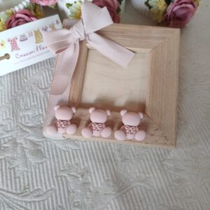 Bomboniera Battesimo portafoto con orsetti bimba e bimbo