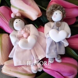 Bomboniere Battesimo bimba bimbo Bambola con cuore personalizzabile con nome