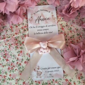 Segnaposti Battesimo bimba con orsetto