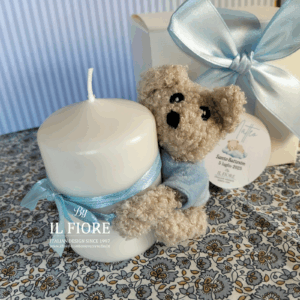 Bomboniere Battesimo orsetto con candela bimbo e bimba