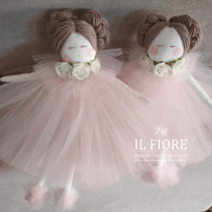 Bomboniere Battesimo Bambola con Vestito in Tulle rosa e Fiori