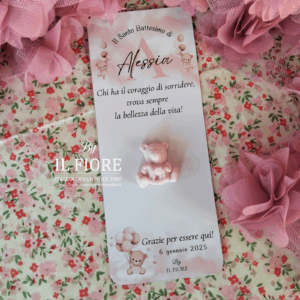 Segnaposti Battesimo bimba con orsetto