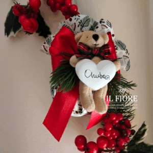 Palline Natalizie orso con cuore personalizzato con nome