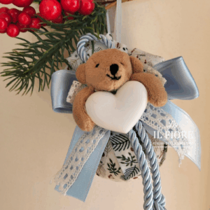 Palline Natalizie orso con cuore personalizzato con nome