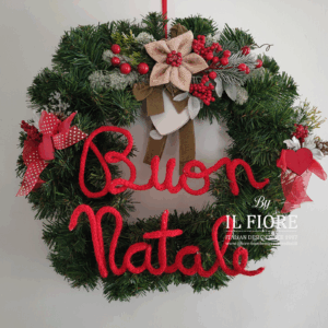 Ghirlande Natalizie con bacche e scritta Buon Natale