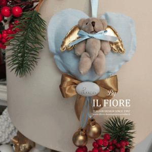 Decorazioni natalizie con angelo orso BIMBO/BIMBA con nome
