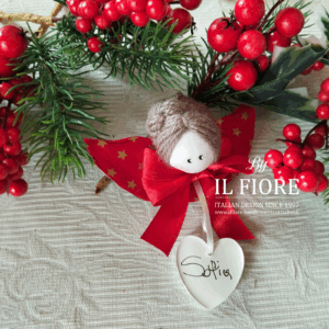 Decorazioni natalizie angelo con cuoricino personalizzabile