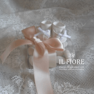 Bomboniera Battesimo bimba scatola Portaconfetti con scarpette