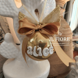 Palline di Natale personalizzabile con nome e ali angelo