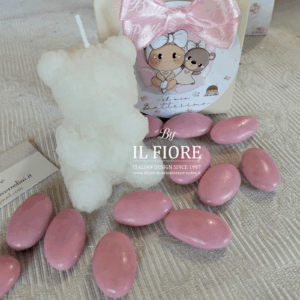 Bomboniera Battesimo bimba  e bimbo candela orsetto