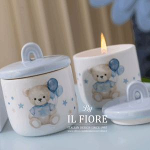 Bomboniera Battesimo candela portagioie bimba e bimbo