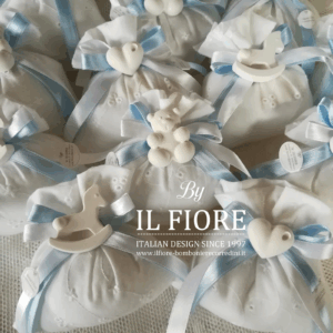 Bomboniere Battesimo sacchetto Sangallo con gessetti BIMBO/BIMBA