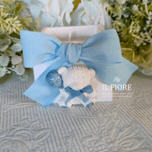 Bomboniera Battesimo candela in vasetto con orsetto