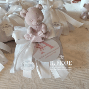 Bomboniera cuscino portaconfetti Sangallo con orsetto