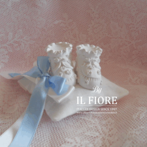 Bomboniere Battesimo bimba/bimbo cuscino con scarpette