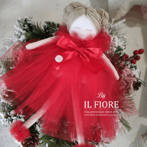 Bambola Natalizia con vestito in tulle rosso