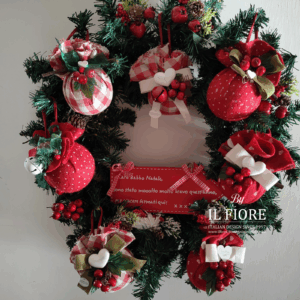 Ghirlande Natalizie con palline e scritta per Babbo Natale
