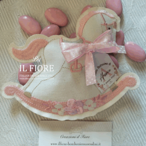 Bomboniere Battesimo bimba sacchetto cavalluccio a dondolo