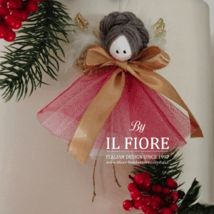 Decorazioni Natalizie Angelo con vestito in tulle rosso