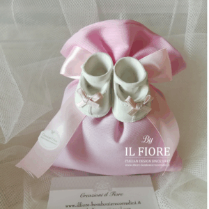 Bomboniere Battesimo bimba Sacchetto Portaconfetti con scarpette