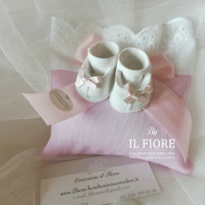 Bomboniera Battesimo bimba Sacchetto Portaconfetti con scarpette