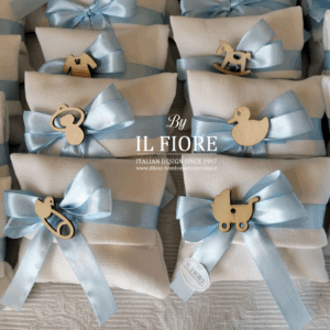 Bomboniere Battesimo BIMBO/BIMBA sacchetto con calamite in legno baby