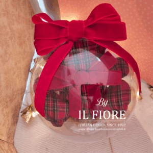 Palline di Natale con orsetto e fiocco in velluto
