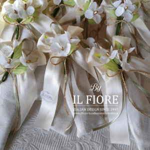 Bomboniere anniversario Matrimonio 25/50 sacchetto con ortensie