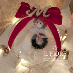 Palline di Natale con bambolina personalizzabile con lettera dorata