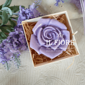 Bomboniera Matrimonio candela fiore ROSA di colore glicine