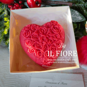 Candele natalizie CUORE CON ROSELLINE