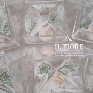 Bomboniere matrimonio scatola portagioie con candele peonie.