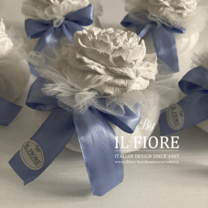 Bomboniera Matrimonio pouf grande in tulle con peonia