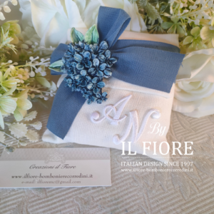 Bomboniere matrimonio sacchetto personalizzato con ortensie