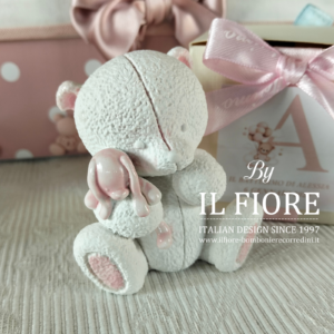 Bomboniere Battesimo orsetto con coniglietto per bimba e bimbo