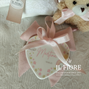 Bomboniere Battesimo bimba/o CUORE in ceramica personalizzabile con nome