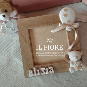 Bomboniere Battesimo portafoto con orsetto e palloncino bimba/o