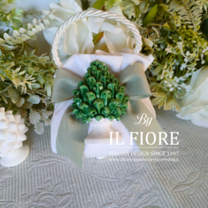 Bomboniere matrimonio sacchetto con PIGNA SICILIANA verde