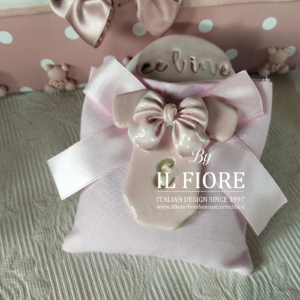 Bomboniera Battesimo bimba/o sacchetto con body personalizzato