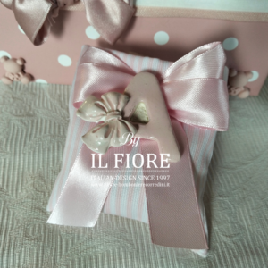 Bomboniera Battesimo bimba/o sacchetto con lettera personalizzata