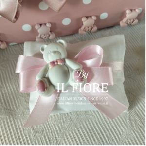 Bomboniera Battesimo bimbo sacchetto busta con orsetto