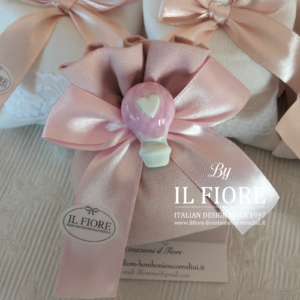 Bomboniere Battesimo bimba sacchetto con carrozzina ciuccio mongolfiera