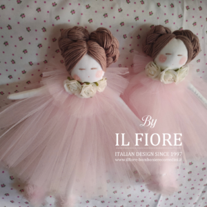 Bomboniere Cresima e Comunione Bambola con Vestito in Tulle rosa e Fiori