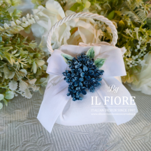 Bomboniera Matrimonio sacchetto borsetta con ortensia