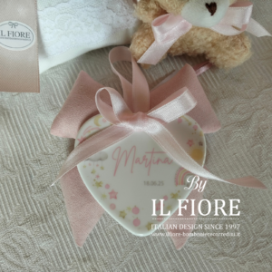Bomboniere Battesimo bimba/o CUORE in ceramica personalizzabile con nome