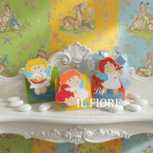 bomboniere nascita bimbo/a calamita con angioletti