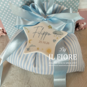Bomboniere Battesimo sacchetto con stella in ceramica personalizzabile con nome