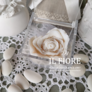 Candele scatola portagioie con rosa