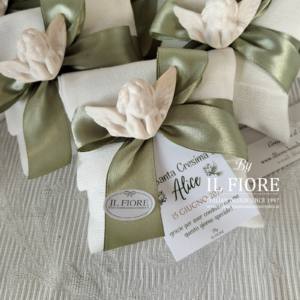 Bomboniera Cresima sacchetto con angelo e tag